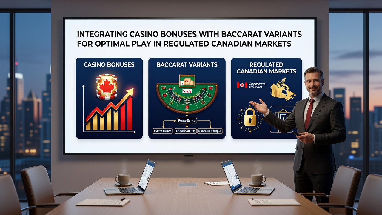 Detailed view of baccarat game interface displaying bonus balance, variant selection menu, and wagering progress tracker in a Canadian regulated casino