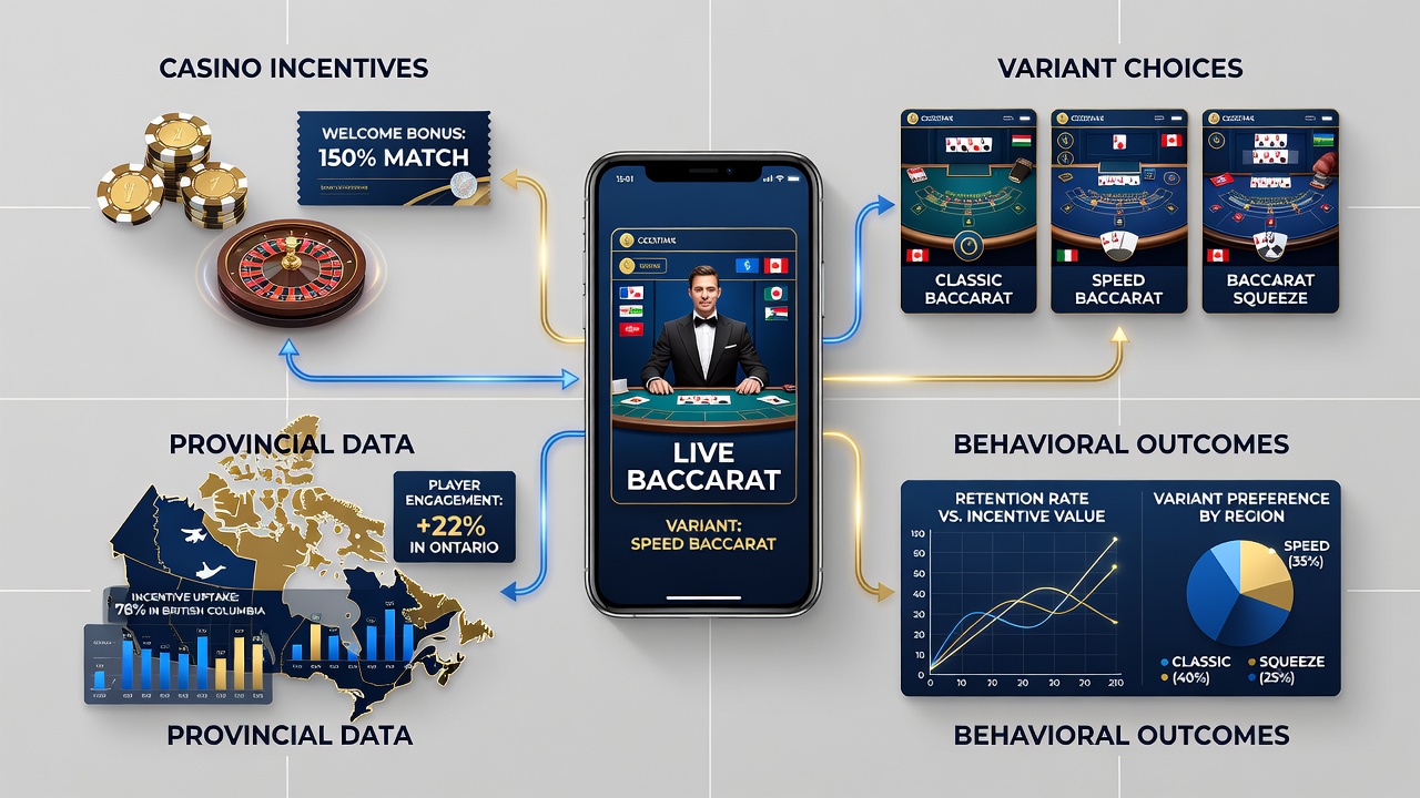 Chart displaying player variant selection rates before and after incentive campaigns on Canadian provincial baccarat platforms